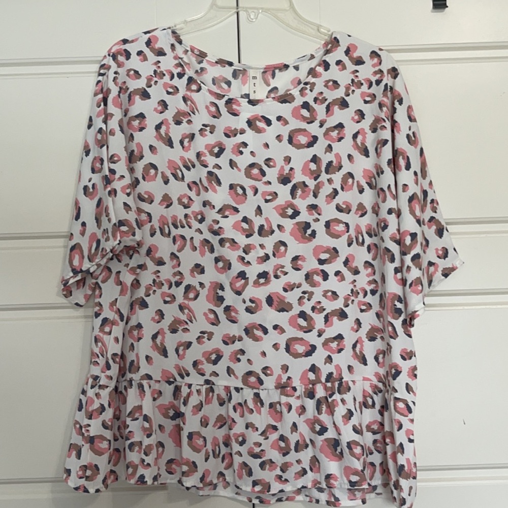 Pink Leopard Blouse Large